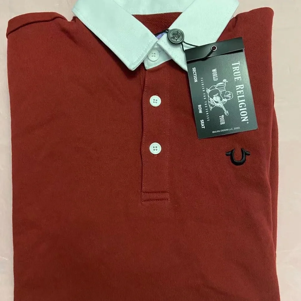True Religion Men's Long Sleeve Rugby Pullover Shirt Size Medium